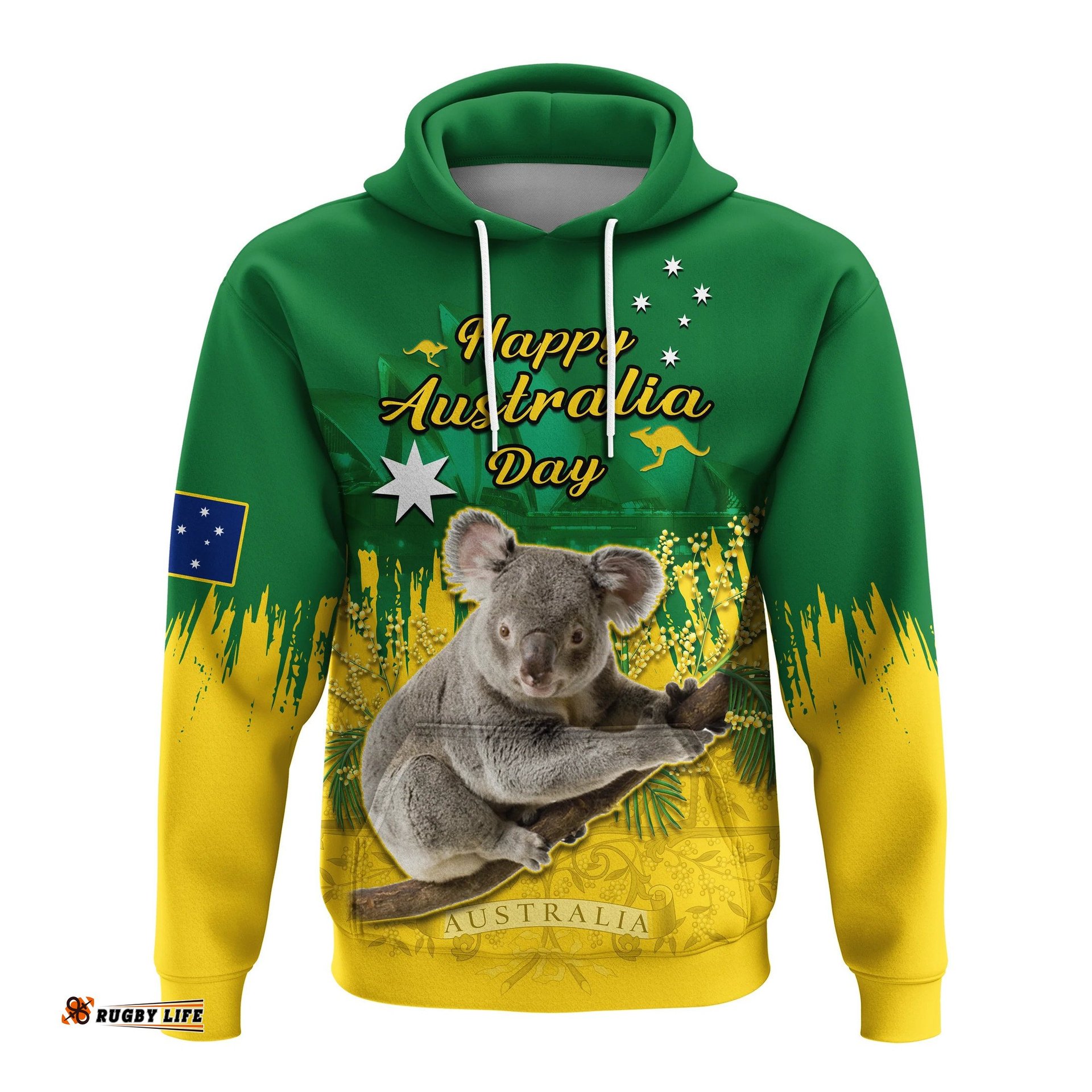 custom personalised australia day hoodie koala sydney opera house national color