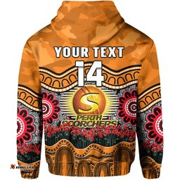 custom text and number perth scorchers cricket anzac hoodie poppy aboriginal camouflage