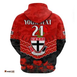 custom personalised st kilda saints football anzac zip up and pullover hoodie lest we forget
