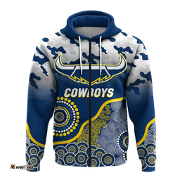 cowboys rugby anzac day camouflage indigenous art hoodie