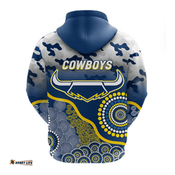 cowboys rugby anzac day camouflage indigenous art hoodie
