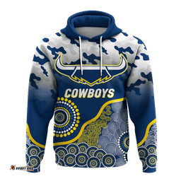 cowboys rugby anzac day camouflage indigenous art hoodie