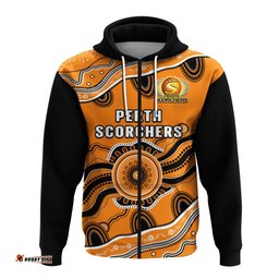 custom text and number perth scorchers cricket hoodie aboriginal painting
