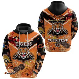 Custom Personalised Wests Hoodie Tigers Indigenous NAIDOC Heal Country! Heal Our Nation Orange NO.1, Custom Text And Number