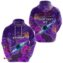 custom personalised melbourne storm hoodie naidoc heal country heal our nation custom text and number
