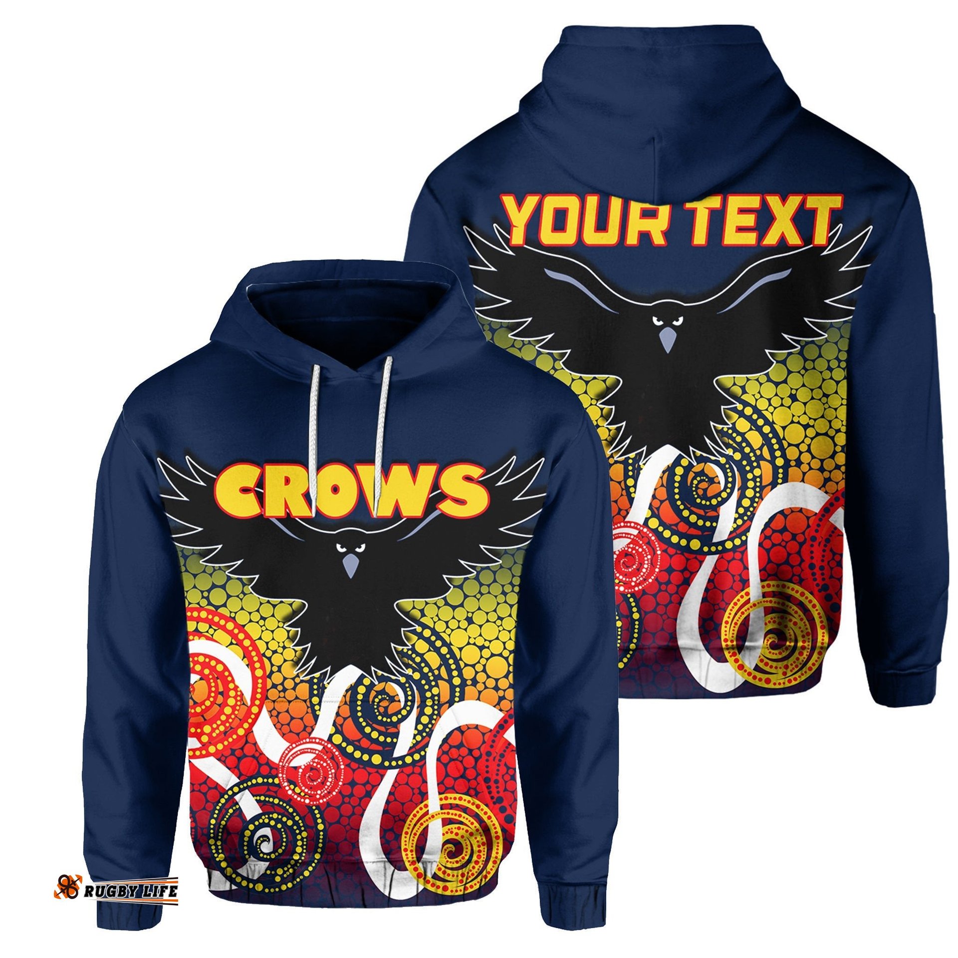 custom personalisedadelaide crows hoodie indigenous blue color