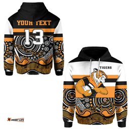 Custom Personalised Tigers Indigenous Hoodie Wests Custom Text and Number