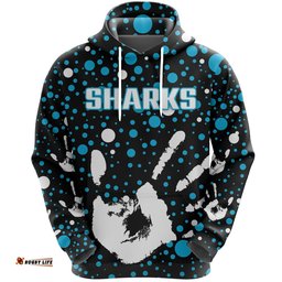 custom personalised sharks rugby indigenous hoodie minimalism version custom text and number