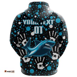 custom personalised sharks rugby indigenous hoodie minimalism version custom text and number
