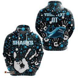 custom personalised sharks rugby indigenous hoodie minimalism version custom text and number