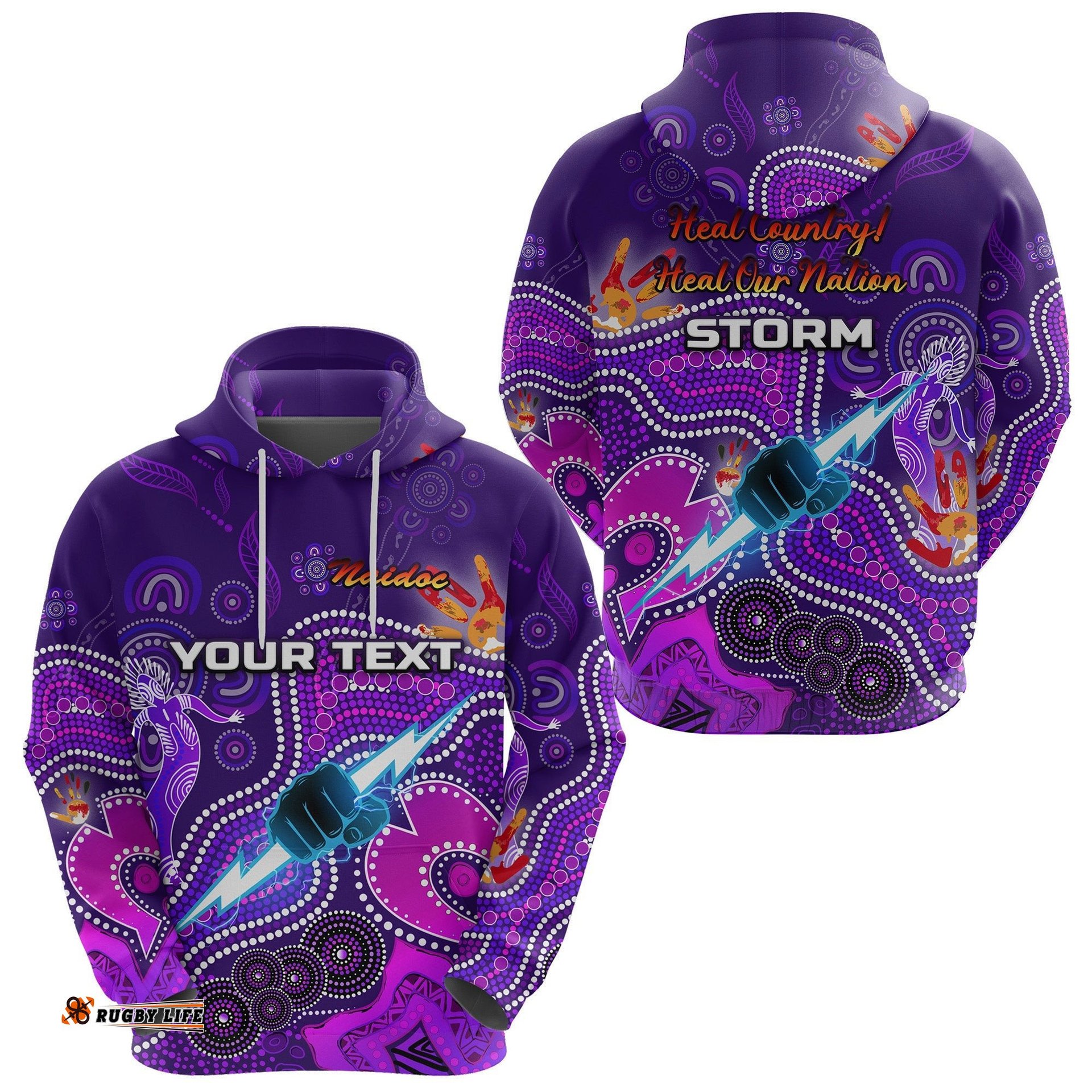 custom personalised melbourne storm hoodie naidoc heal country heal our nation