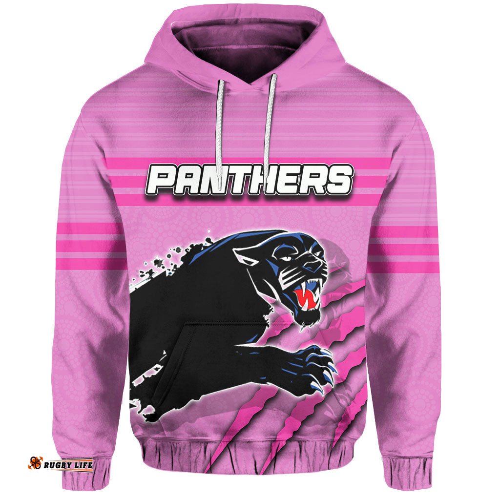 panthers hoodie aboriginal dot patterns pink style