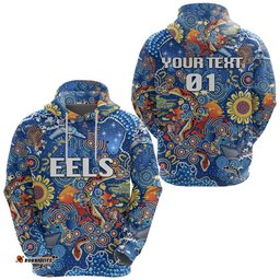 custom personalised parramatta hoodie eels indigenous naidoc vibes blue custom text and number