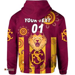 custom personalised subiaco football club hoodie lions indigenous version maroon custom text and number