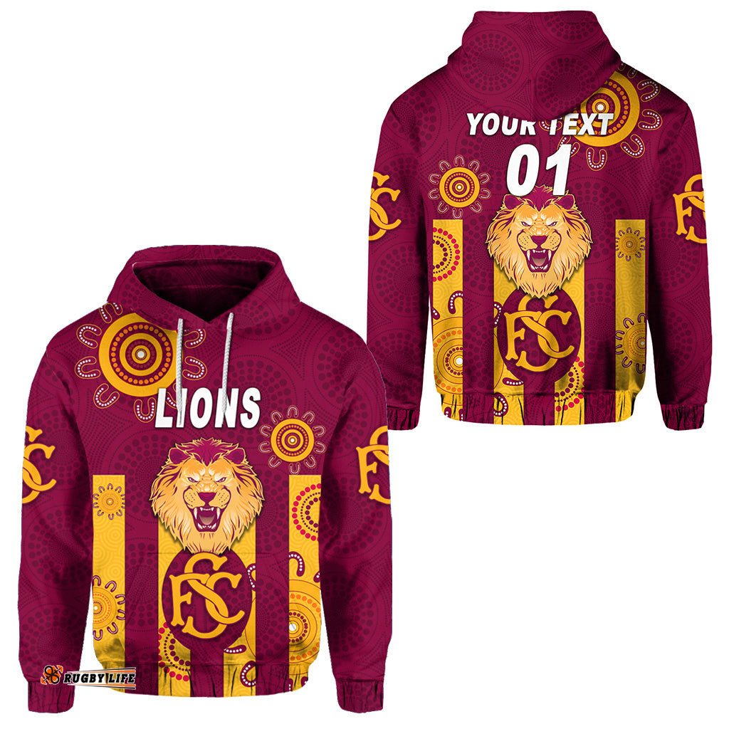 custom personalised subiaco football club hoodie lions indigenous version maroon custom text and number