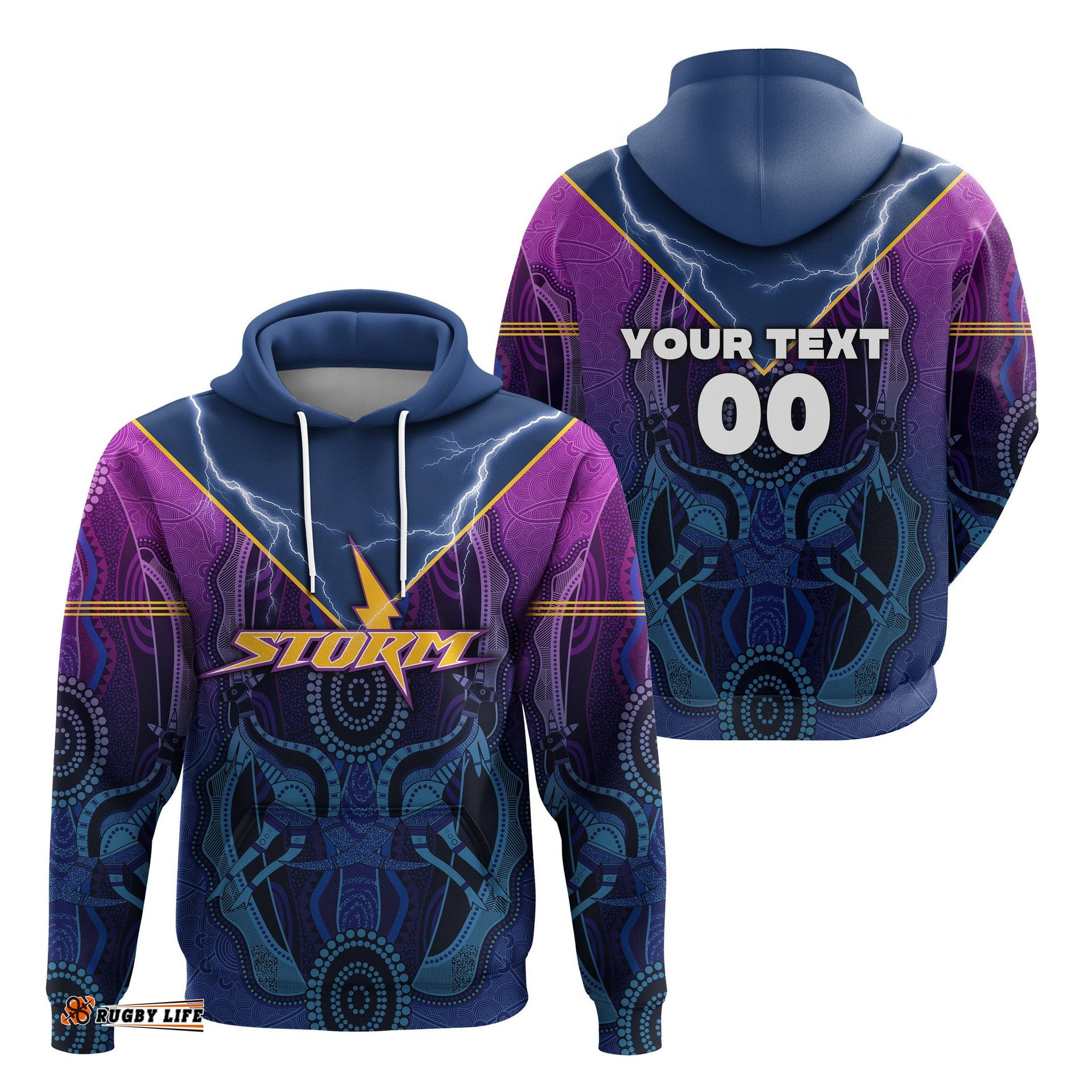 custom personalised melbourne storm rugby hoodie aboriginal sport style