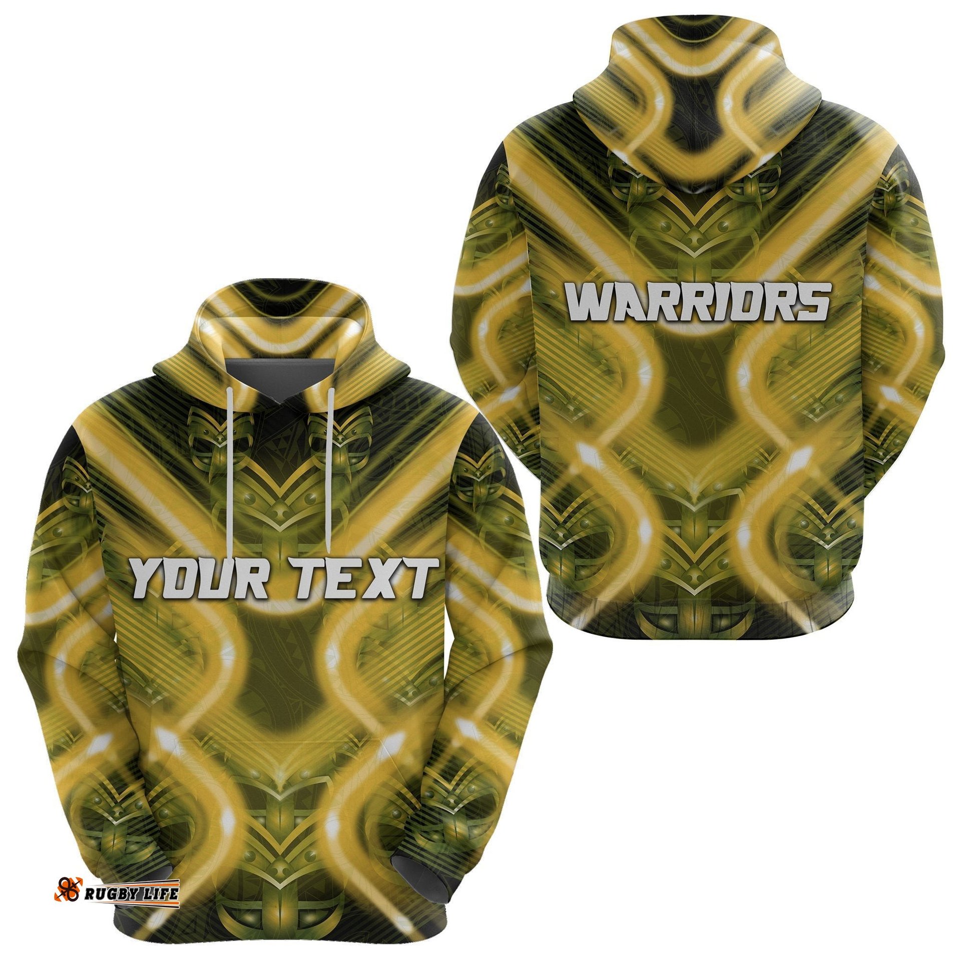 custom personalised new zealand warriors rugby hoodie original style gold