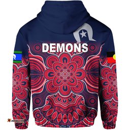 Custom Personalised Melbourne Demons Indigenous Hoodie Football NAIDOC Week Style