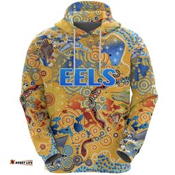 custom personalised parramatta hoodie eels indigenous naidoc vibes gold custom text and number