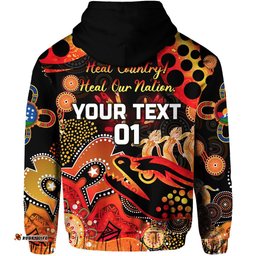 custom personalised parramatta hoodie eels indigenous naidoc heal country heal our nation black custom text and number