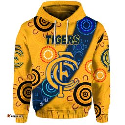 custom personalised claremont football club hoodie tigers indigenous version gold custom text and number