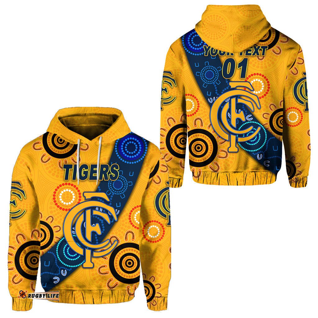 custom personalised claremont football club hoodie tigers indigenous version gold custom text and number