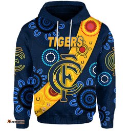 custom personalised claremont football club hoodie tigers indigenous version navy custom text and number