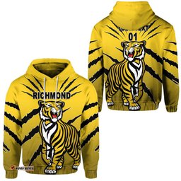 Custom Personalised Richmond Tigers Hoodie Original Version Yellow, Custom Text And Number