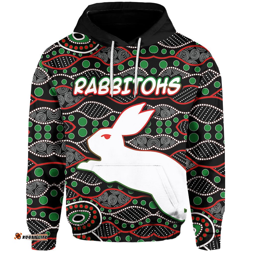 custom personalised south sydney rabbitohs hoodie aboriginal patterns