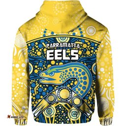 parramatta eels rugby zip up and pullover hoodie boomerang indigenous dots