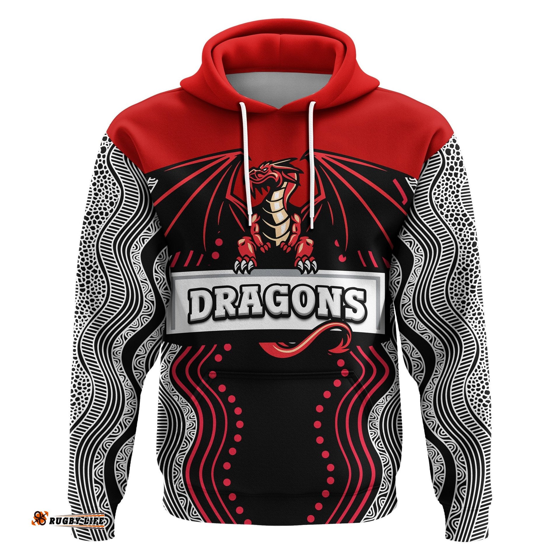 Custom Personalised Dragons Hoodie St. George Aboriginal Sport Style Ver.2