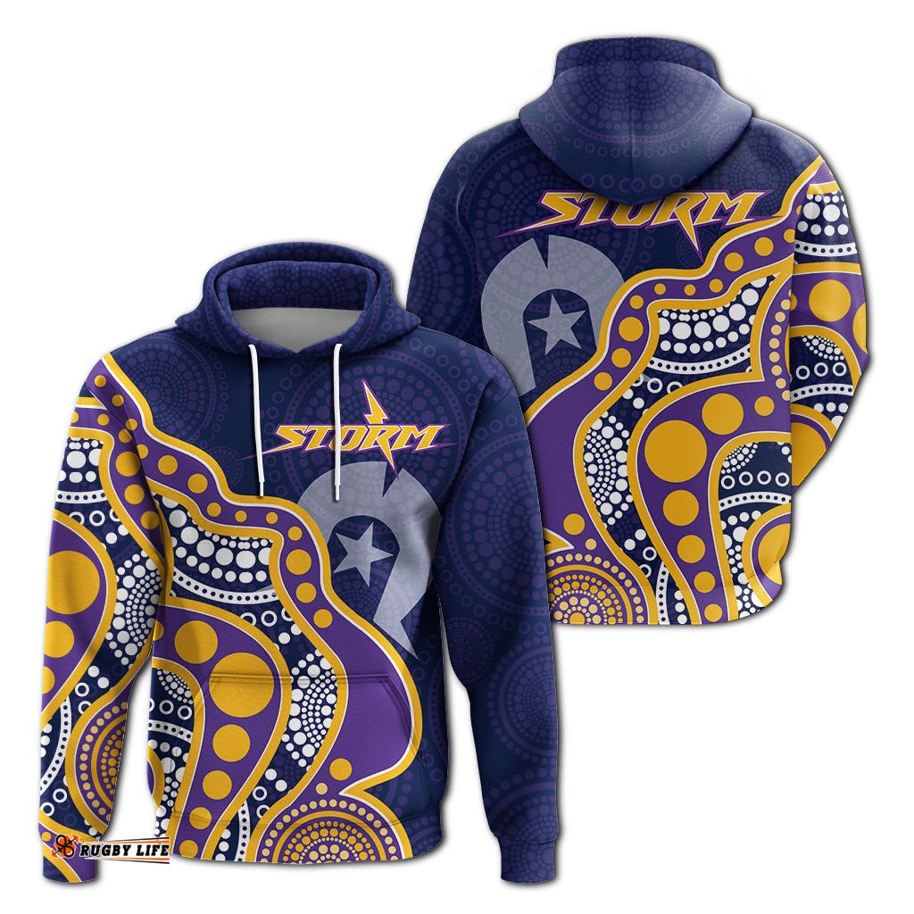 naidoc week melbourne storm hoodie aboriginal dot painting