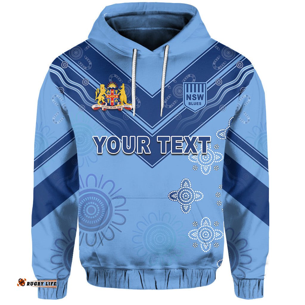 custom personalised nsw blues indigenous rugby hoodie new south wales