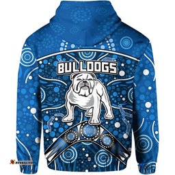 bulldogs rugby zip up and pullover hoodie boomerang indigenous dots