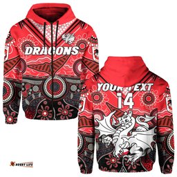 custom text and number dragons rugby hoodie indigenous pattern artsy version