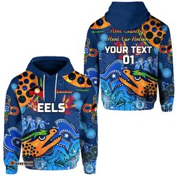 custom personalised parramatta hoodie eels indigenous naidoc heal country heal our nation blue custom text and number