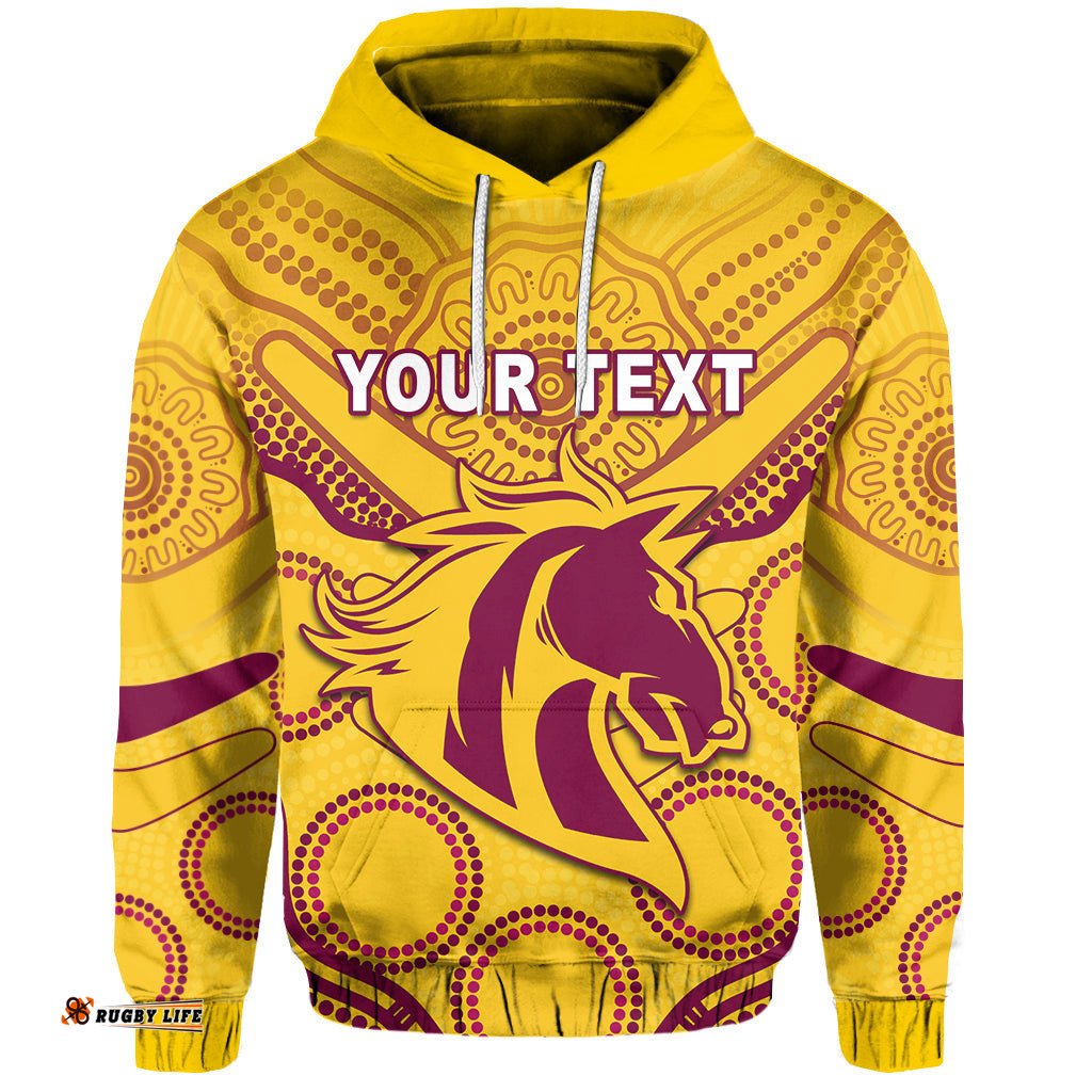 custom personalised broncos indigenous hoodie gold
