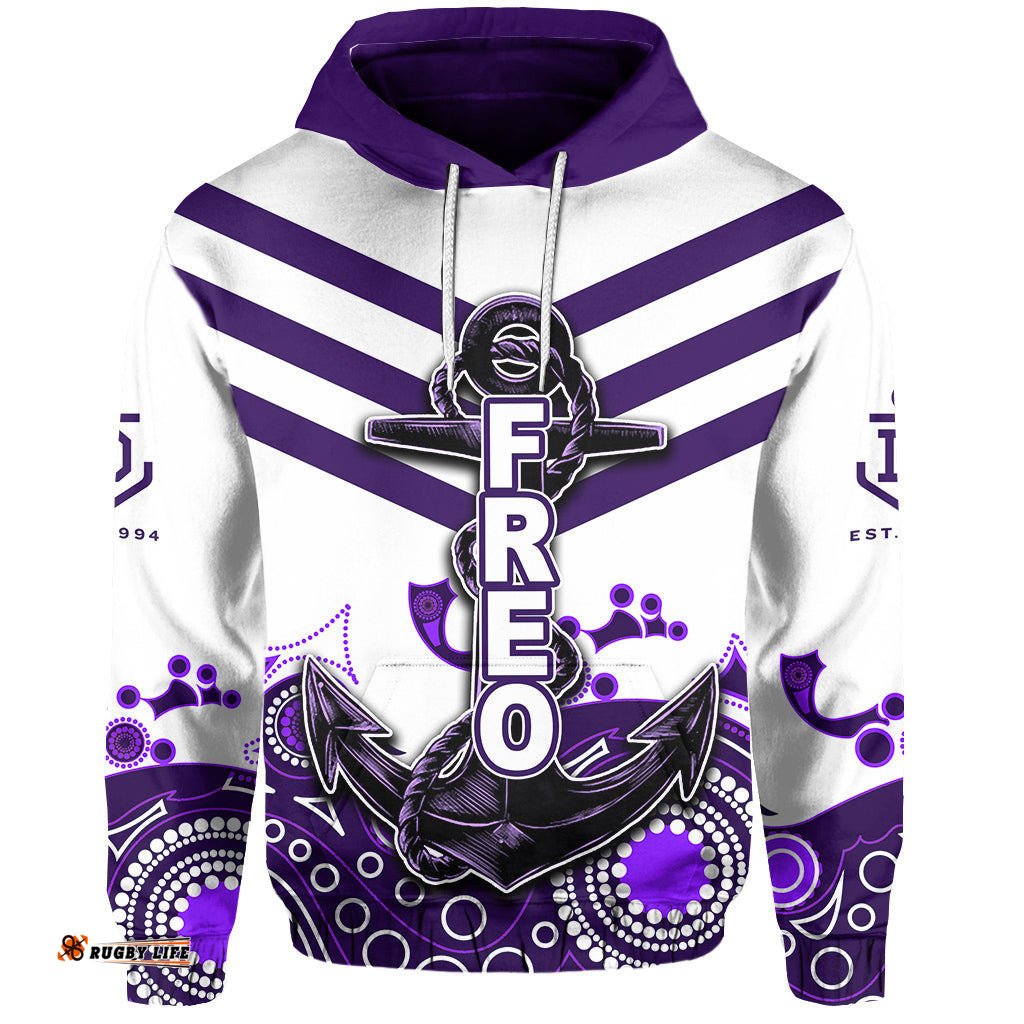 Fremantle Hoodie Freo Aboriginal Simple White Style