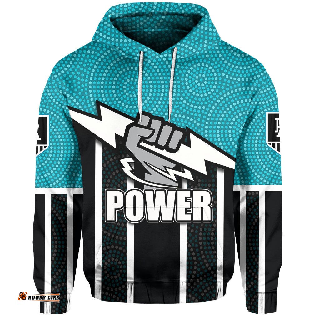 custom personalisedport adelaide hoodie power aboriginal dot circles