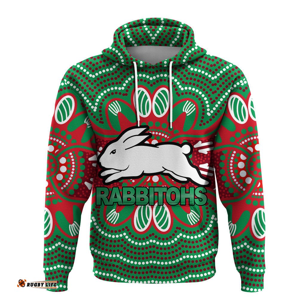 custom personalised rabbitohs hoodie aboriginal dot painting