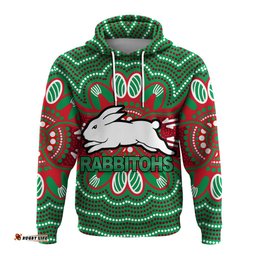 custom personalised rabbitohs hoodie aboriginal dot painting