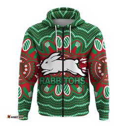 custom personalised rabbitohs hoodie aboriginal dot painting