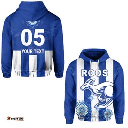 custom personalised roos football north melbourne hoodie simple indigenous custom text and number