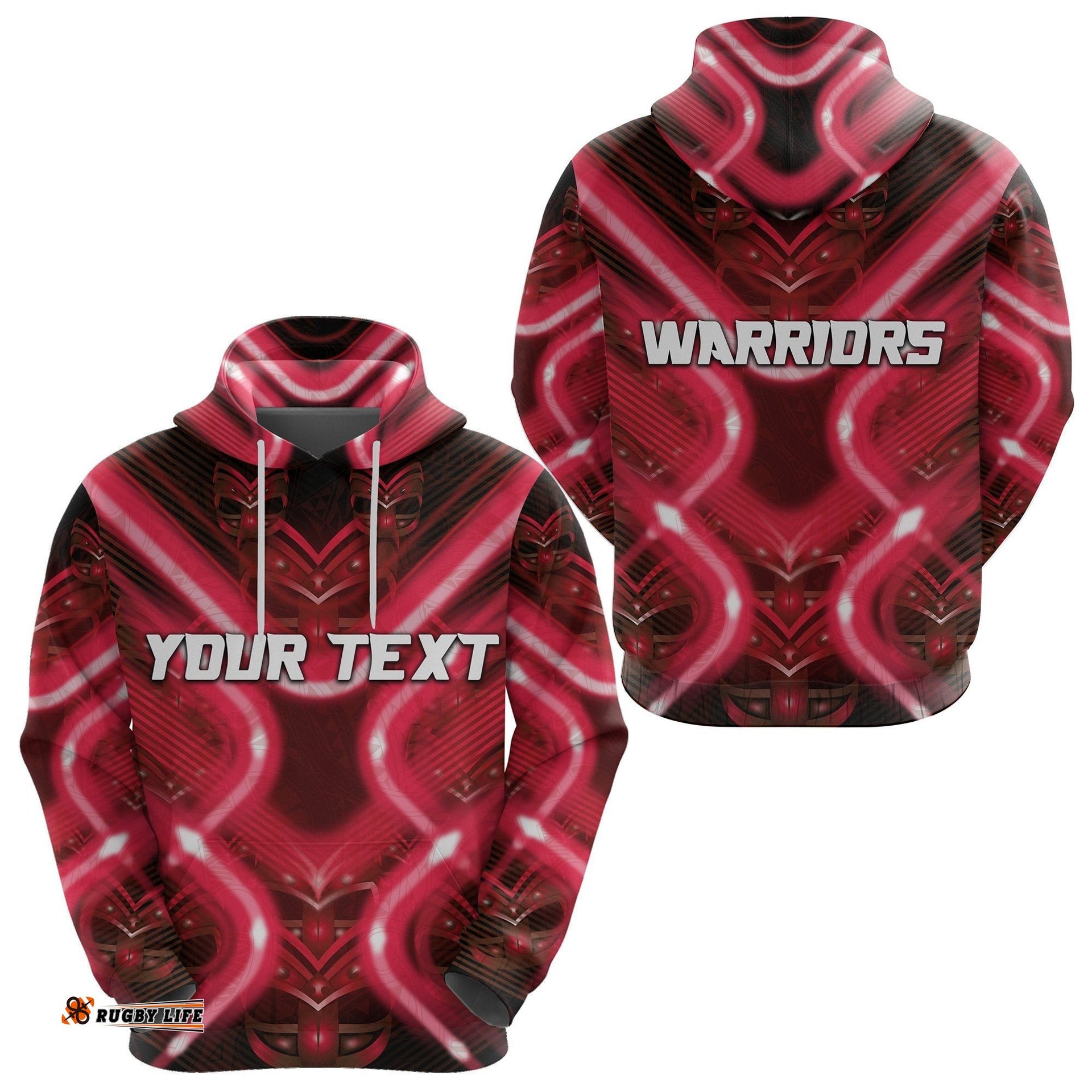custom personalised new zealand warriors rugby hoodie original style red