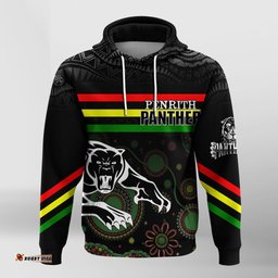 custom personalised penrith black panther hoodie aboriginal art with abstract pattern
