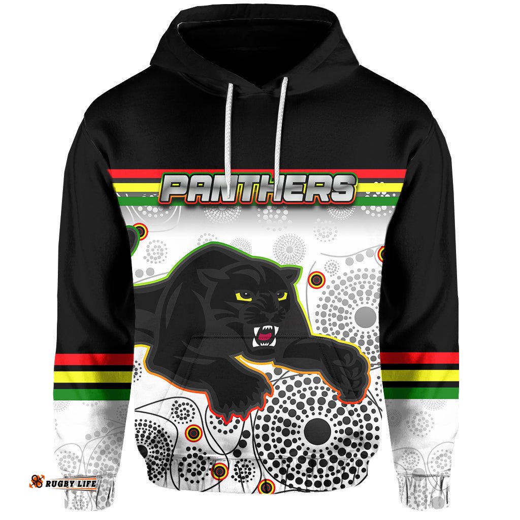 panthers hoodie aboriginal patterns white