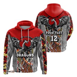 Custom Personalised Dragons Hoodie St. George Aboriginal Sport Style