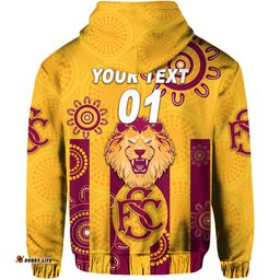 custom personalised subiaco football club hoodie lions indigenous version gold custom text and number