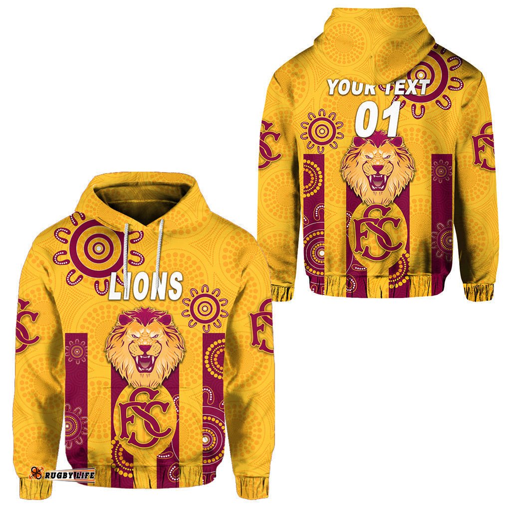 custom personalised subiaco football club hoodie lions indigenous version gold custom text and number