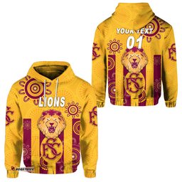 custom personalised subiaco football club hoodie lions indigenous version gold custom text and number